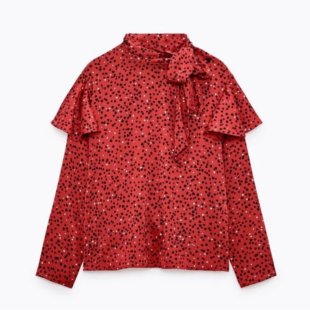 Red Heart Print Top - Picture 3 of 5